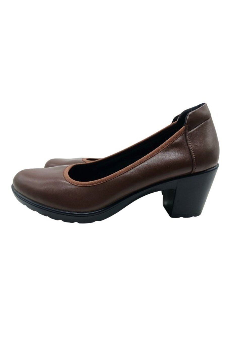 Dream Pairs Edena Brown Block Heel Pumps Women Size 10 Faux Leather Comfort Shoe - Picture 4 of 11